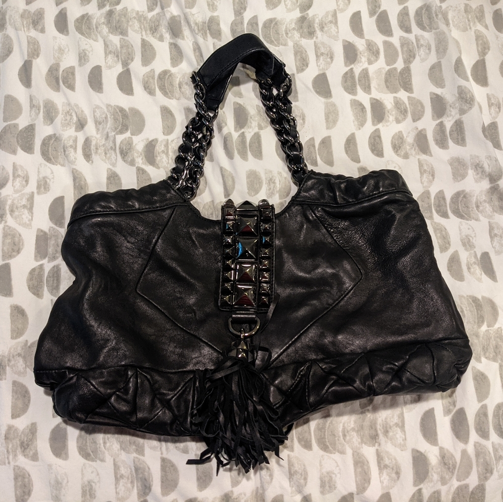 Betsey Johnson Whips and Studs Leather Handbag